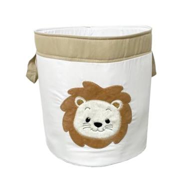 Imagem de Cesto para guardar brinquedos 1 peça Bordado circular Multicolorido (leão caqui)