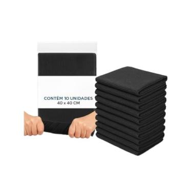Imagem de Kit auto pano de microfibra preto 40x40 limpo alta absorção não arranhar(10)