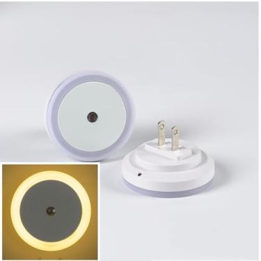 Imagem de Luz noturna LED plug-in, pequena lâmpada redonda, iluminação de economia de energia para quarto, corredor, escada, armário