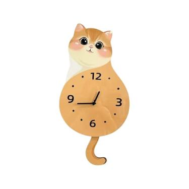 Imagem de Relógio de Parede | com Gato de Cauda Móvel Temporizador Digital Silencioso | Relógio De Parede Silencioso,Para Quarto Sala De Estar Cozinha Ambiente Doméstico