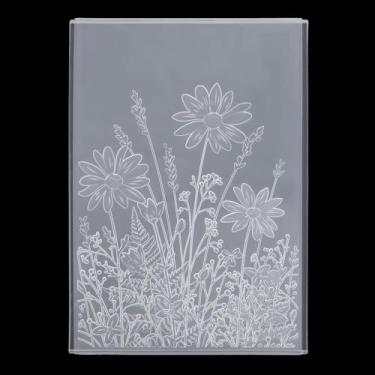 Imagem de Pasta de gravação em relevo 3D, 12,76 x 17,78 cm de fundo de folha de flor, pastas de plástico em relevo para fazer cartões, placas de modelo em relevo para ferramentas de artesanato DIY, álbuns de