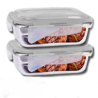 Imagem de Kit de 1 a 5 Potes Herméticos de Vidro Borossilicato 370ml – Tampa com 4 Travas, para Micro-ondas, Forno e Freezer(2 Potes)