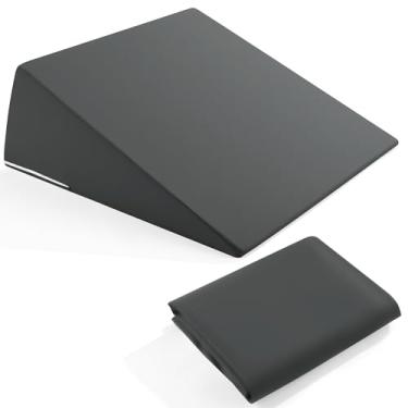 Imagem de HOMBYS Capa de almofada de cunha, fronha de cunha respirável de 61 x 61 x 19 cm (travesseiro não incluído), capa lavável na máquina com zíper, 1 pacote (cinza)