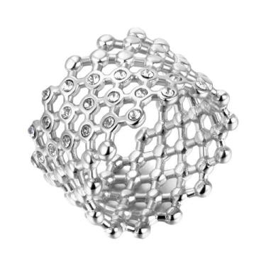 Imagem de Anel Feminino Largo De Aço Inoxidável Banhado a Ouro 18K Com Zircônia 