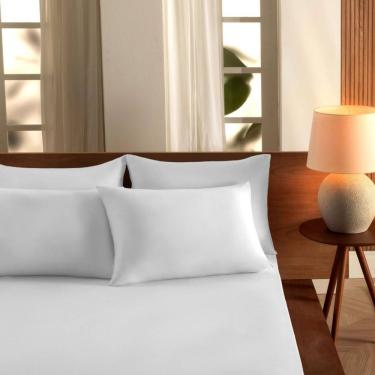 Imagem de Jogo De Cama Malha Queen Liso Vivaldi 100% Algodão 03 Peças Branco