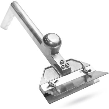 Imagem de HUOYANSHE Raspador profissional para chapas planas com lâmina raspadora de aço inoxidável, raspador de grelha de topo plano para chapa com cabo de alumínio ergonômico, ideal para grelha, limpeza de