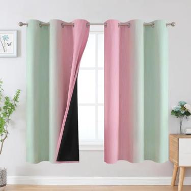 Imagem de Cortinas Blackout Estelar Textiler en Rosa/Verde Salvia 42x63 cm 2 Pan