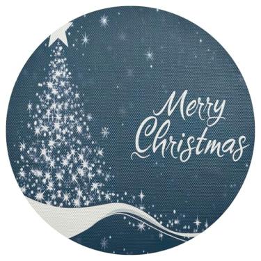 Imagem de xigua Jogo americano redondo para árvore de Natal, conjunto de 1, tapete de mesa redondo antiderrapante resistente ao calor, tapetes de mesa de 48 cm para decoração de cozinha, jantar e festa