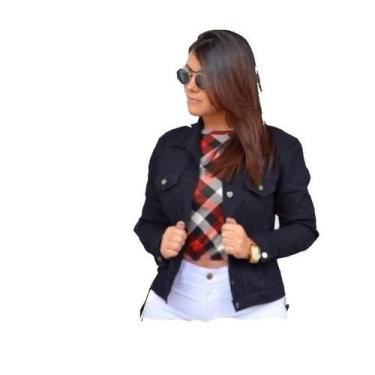 Imagem de Jaqueta jeans com lycra moda feminina. - TLT, GG, Preto