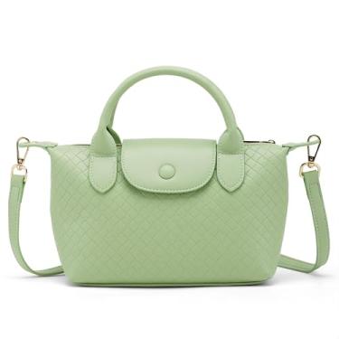 Imagem de Kiss Sea Bolsa feminina de couro, pequena e leve com alça superior, bolsa transversal moderna para uso diário e viagens (verde)