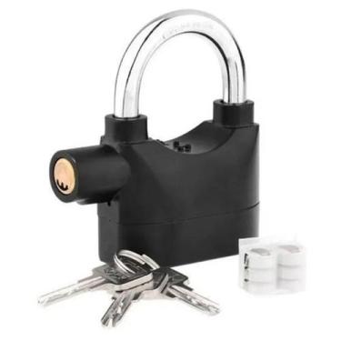 Imagem de Cadeado com Alarme Sirene Anti furto 110db Som Alto Segurança Moto Cas