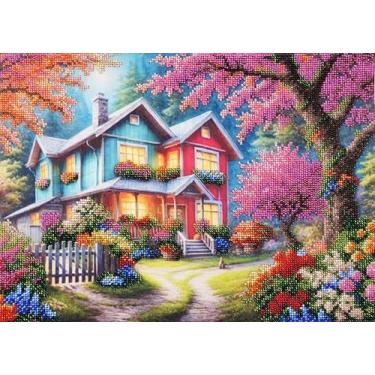 Imagem de AllAboutEmbroideryUA Kit de bordado de contas Spring Cottage HS-5101 bordado de ponto cruz com contas