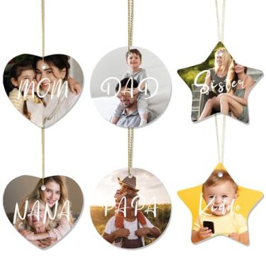 Imagem de Enfeites de Natal personalizados com foto e texto personalizados 2025 - presente para casamento, chá de bebê, aniversário - decoração de árvore de Natal para mãe, pai, família, animais de estimação