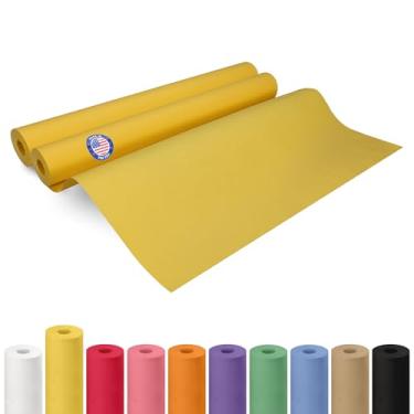 Imagem de Rolo de papel kraft amarelo de 61 x 3048 cm, pacote com 2 – Papel artesanal de qualidade feito nos EUA para embrulho de presente, artes e artesanato infantil, projetos escolares - 100% reciclado