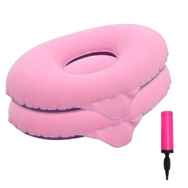 Imagem de Mingzhe Almofada de Assento de Travesseiro Rosquinha, Travesseiro Assento Almofada Inflável 2 Pacotes para Cóccix, Gravidez, Rosquinha Portátil para Casa, (Roxa)