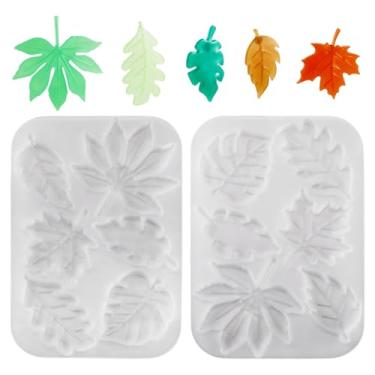 Imagem de KISSITTY 2 moldes de folha de silicone fofos em forma de folhas moldes de fundição de resina epóxi para artesanato faça você mesmo, joias, pingentes, chaveiros, clipes de cabelo, capa de telefone