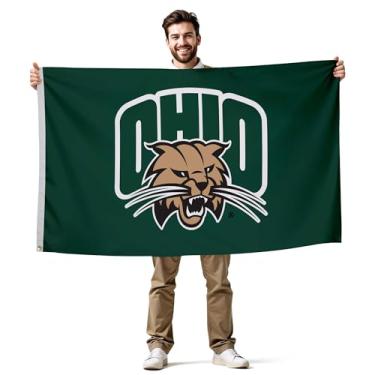 Imagem de Bandeira impressa Ohio Bobcats College Sports - Licenciada pela NCAA - Nylon - Faixa escolar (verde, branco) (3' x 5')