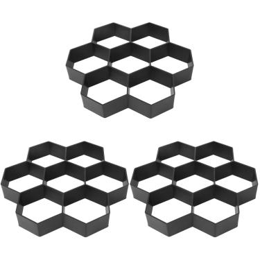 Imagem de HANABASS 3 peças molde hexagonal de cimento para azulejo molde de concreto fácil de usar para caminho de jardim