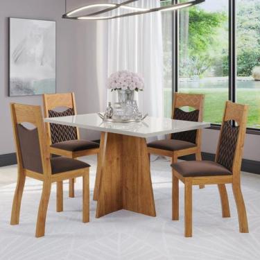 Imagem de Mesa de Jantar Retangular Lacerda C/4 Cad Pietra Mel/Off White/V.bombo