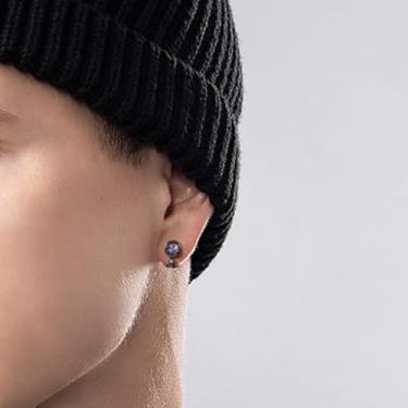 Imagem de Brincos de pressão para mulheres sem orelhas furadas, brincos de pedra do mês de nascimento não perfurados para presente de aniversário, Medium, Cobre, Zircônia cúbica