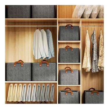 Imagem de Kit Caixas Organizadoras Dobráveis para Guarda-Roupa – Roupas Íntimas, Camisetas, Calças e Meias com Divisórias(3,cinza)