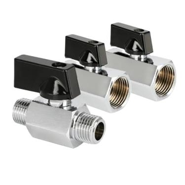 Imagem de 1 interruptor de válvula de esfera PT1/8, 1/4, 3/8, 1/2 tubo de água válvula de esfera de cobre gás duplo dentes de fio interno e externo WWECCQIJ (dentro e fora 3)