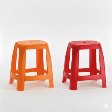 Imagem de kit banco, banquinho, banqueta, com 2 unidades - Cdi Plastic, vermelho