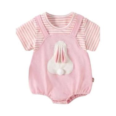 Imagem de Macacão Listrado De Coelho Para Bebês Meninas Estilo Coreano Roupas De