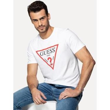 Imagem de Camiseta Guess Masculina Grunge Logo Print Branca-Masculino