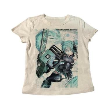 Imagem de Camiseta Feminina Branca Retro Harajuku Emo Doce E Picante, Ajuste Sli