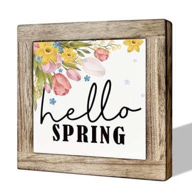 Imagem de MLTEye Decoração De Primavera, Placas Caixa Madeira Para Casa, Placa Boas-Vindas Floral Rústica, Cabide Porta, Fazenda, Varanda Frontal, Jardim E Quintal