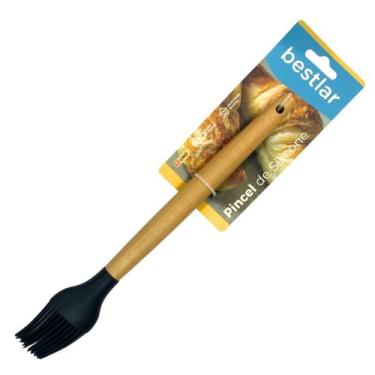 Imagem de Pincel de Silicone Preto com Cabo em Madeira - Bestlar