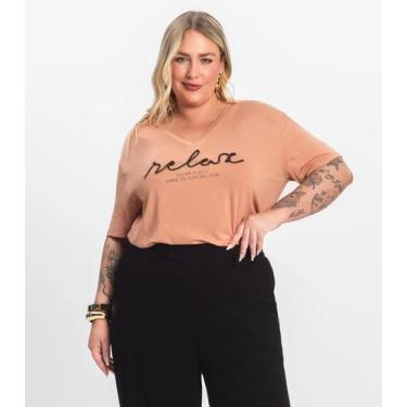 Imagem de Blusa Feminina Manga Curta Secret Glam Marrom, Plus G3, Marrom