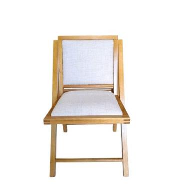 Imagem de Cadeira de Madeira Fixa Toda Estofada Sem Braço Linho Cinza - Castanho