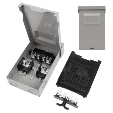 Imagem de WeCooper Interruptor de desconexão CA de 30 Amp com 2 polos, 3 fios, 1 fase, caixa de metal para mini divisão, ar condicionado, sistemas HVAC domésticos e comerciais leves, fusível não incluído, cinza