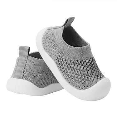 Imagem de Sapatos de caminhada para bebês, crianças, meninas, meninos, sola macia, malha respirável, sem cadarço, sapatos largos para o verão, flexível, leve, antiderrapante, causal, mais seguro, sapatos de