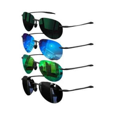 Imagem de Óculos De Sol Aviador Polarizados Ultra Leves 12g 4PCS TR90 Sem Armaçã
