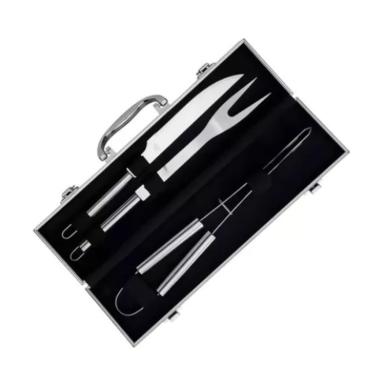 Imagem de Kit de Churrasco com Maleta - 3 Peças para Churrasqueiro, Funcional para Eventos ao Ar Livre, Passeios e Ambientes Domésticos