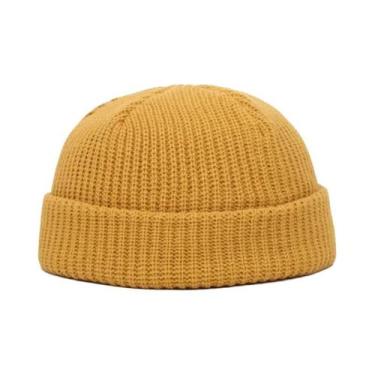 Imagem de Gorro De Inverno Tricotado Unissex, Estilo Hip Hop, Cor Sólida, Para H