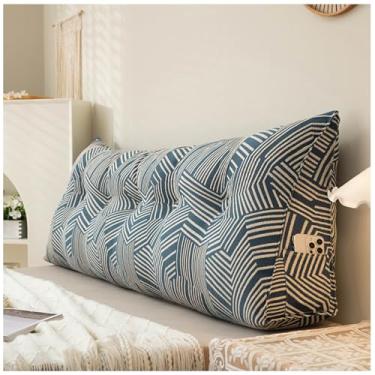 Imagem de Travesseiro triangular grande para leitura na cama, suporte de encosto de cabeceira, travesseiro de posicionamento confortável para sentar na cama, 120 cm - ideal para relaxar e ler.