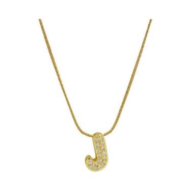 Imagem de Colar Feminino Banhado a Ouro Com Letra Inicial, Pingente De Zircônia 