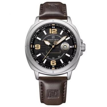 Imagem de Relógio Masculino De Quartzo Design Esportivo Impermeavel à Prova D'água 3atm Prata Marrom