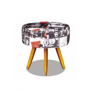 Imagem de Puff Banqueta Suede Chaplin Pés Palitos para Hall de Entrada