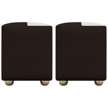 Imagem de Kit 2 Puffs Decorativos Quadrado Urban - Marrom-Bege Corino