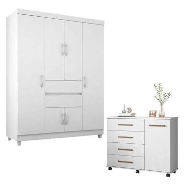 Imagem de Cômoda Flora E Guarda Roupa Solteiro Ecom 2 Branco Flex - Demóbile