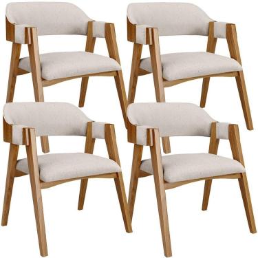 Imagem de Kit 04 Cadeiras Para Sala De Jantar E Estar Living Estofada Suran L02 Linho Cru - Lyam