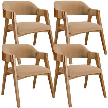 Imagem de Kit 04 Cadeiras Para Sala De Jantar E Estar Living Estofada Suran L02 Bouclê Mostarda - Lyam