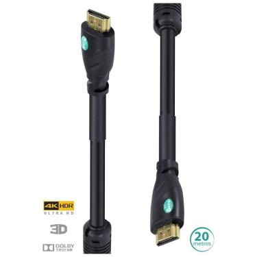 Imagem de Cabo Hdmi 2.0 4k Ultra Hd 3d Conexao Ethernet Com Filtro 20 Metros - H20f-20