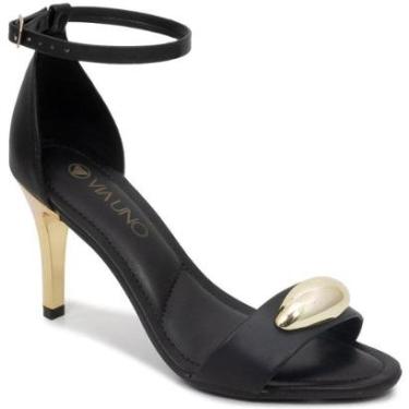 Imagem de Sandália Salto Fino Detalhes Metalizados Via Uno 873009-Feminino