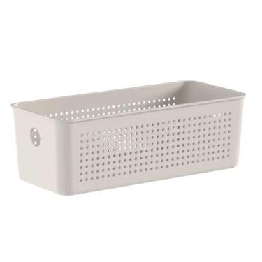 Imagem de Cesto Organizador 27x12x9cm Flow Bege Caixa Organizadora 3L Lavanderia
